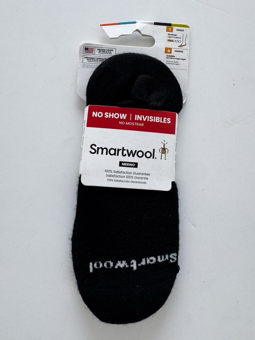 Smartwool Everyday Light Cushion Merino Wool No Show Socks Unisex Black Large